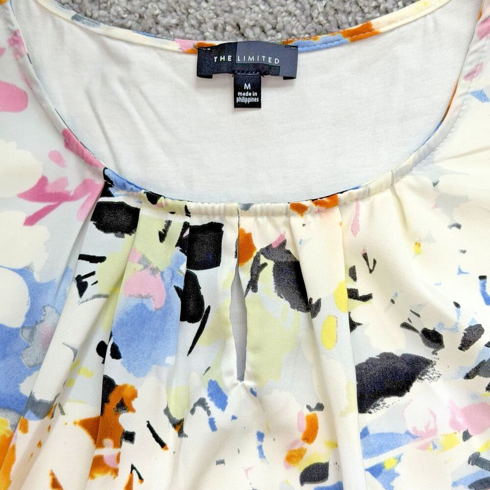 The Limited Women's Sleeveless Cream Floral Print Pleated Neck Top - Medium - Picture 6 of 9